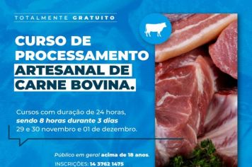 Prefeitura fecha parceria e oferece curso gratuito de processamento artesanal de carne bovina e suína