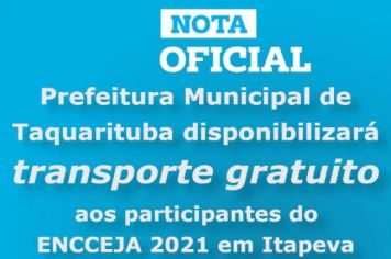 Prefeitura de Taquarituba fornecerá transporte para a prova do Encceja 