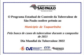 Taquarituba recebe prêmio pelas metas atingidas no controle da tuberculose