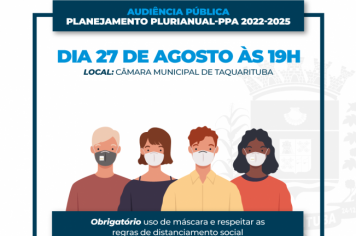 Audiência Pública PPA 2022-2025 será dia 27 de agosto