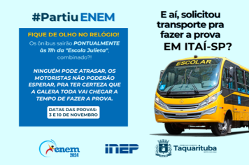 Taquarituba disponibiliza transporte gratuito para inscritos no ENEM 2024